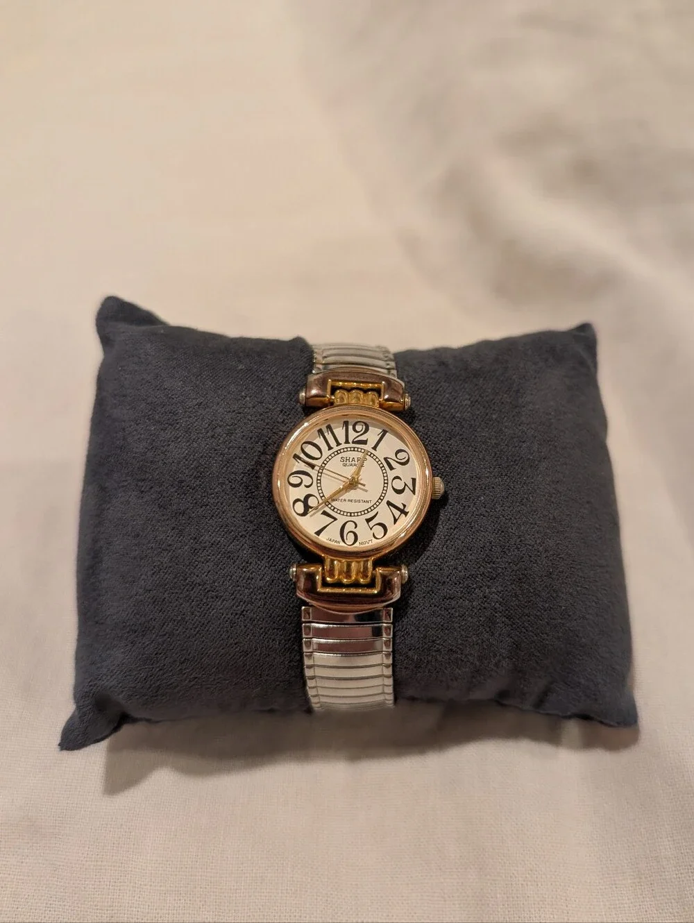 Vintage Sharp Two-Tone Expansion Band Watch Large Arabic Numbers Dial